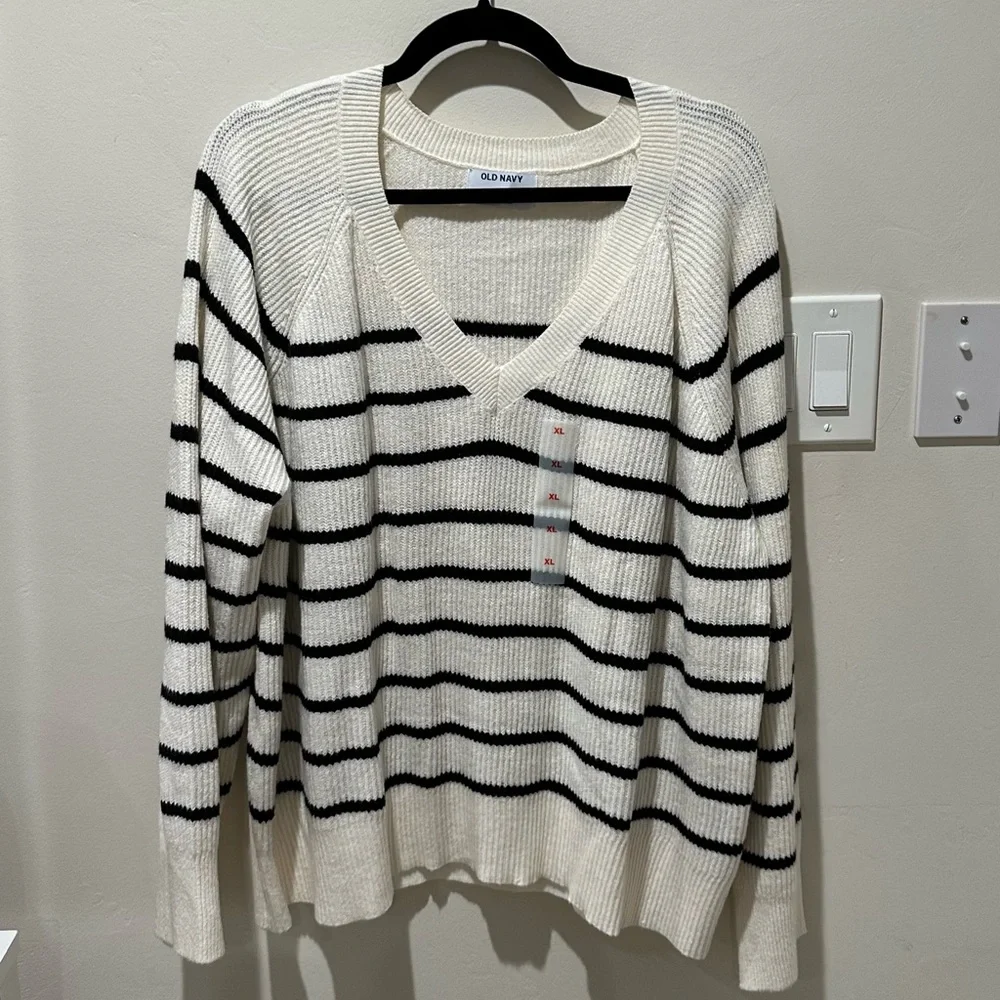 NWOT Old Navy V-Neck Shaker-Stitch Cocoon Sweater sz XL - Picture 4 of 6
